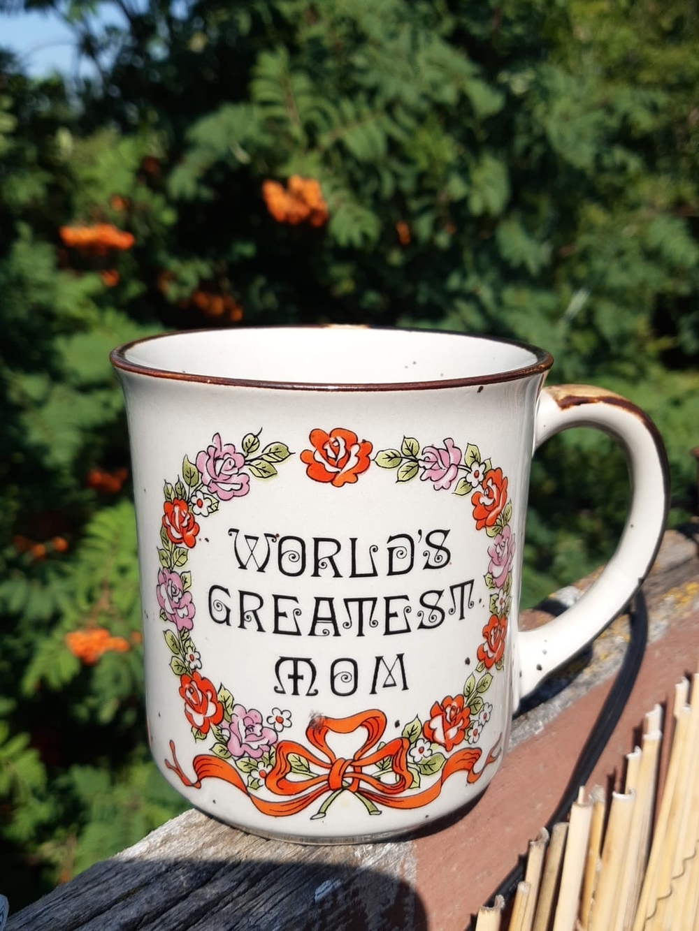 *3 for $20 deal* 70s World's Greatest Mom Floral Ceramic Mug